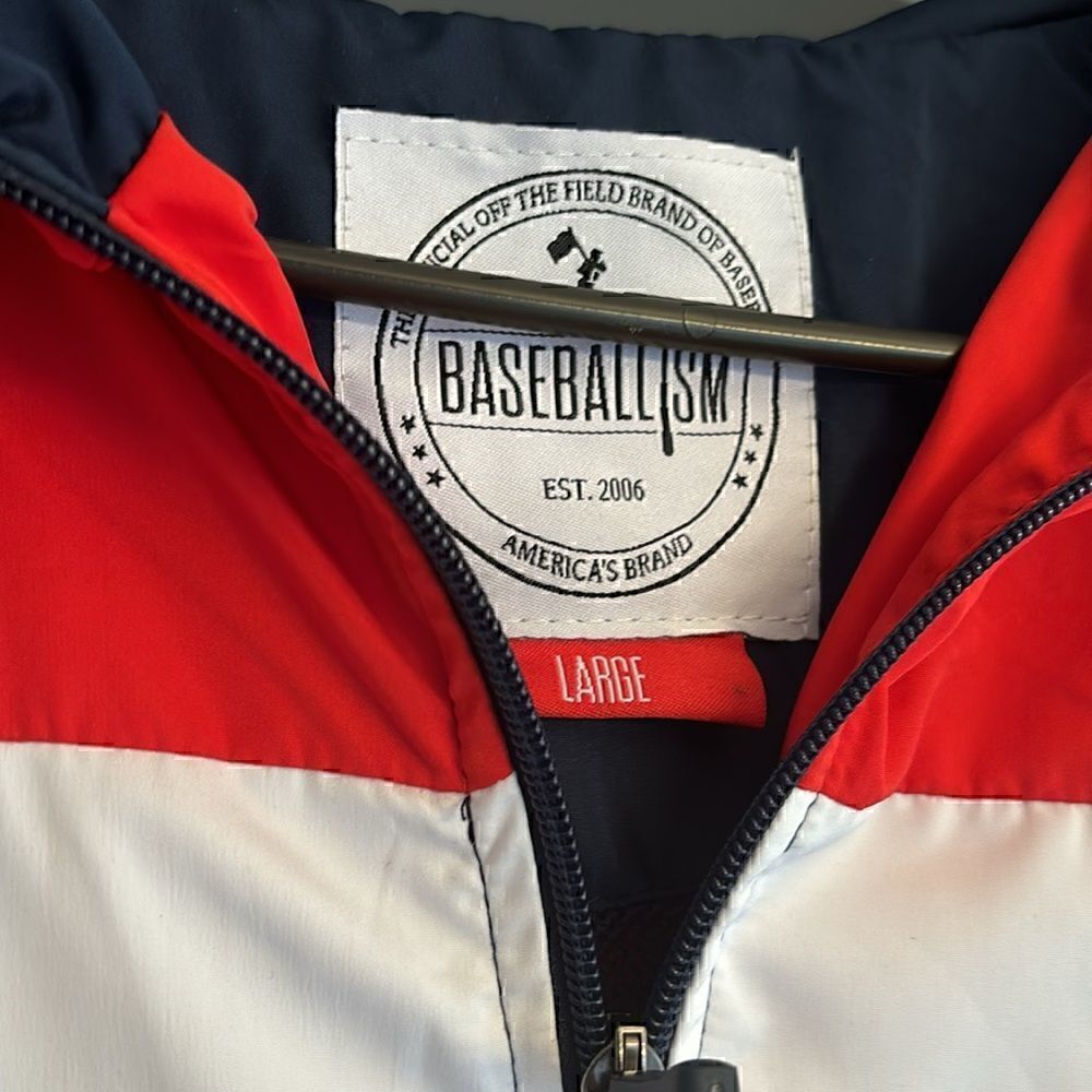 Baseballism USA Baseball Windbreaker L Red White Blue Game Day Tournament Coach - Picture 5 of 7